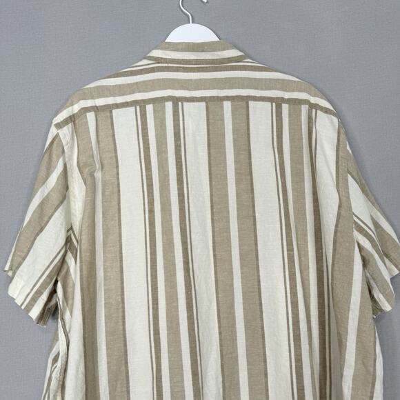 Banana Republic Mens Shirt XXL Tan Linen Blend Striped Slim Fit Old Money Preppy - Picture 7 of 10